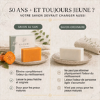 Comparatif savon au kaki Kasuri et savon ordinaire pour les peaux matures après 50 ans